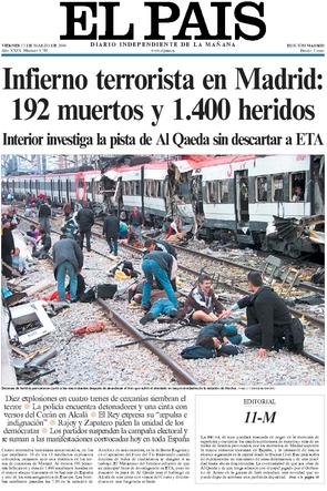 Portada del diario El País de 12/03/2004