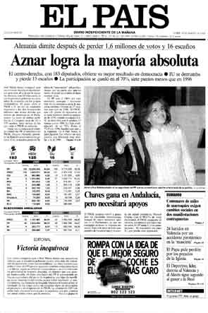 Portada de El País 13/03/2000