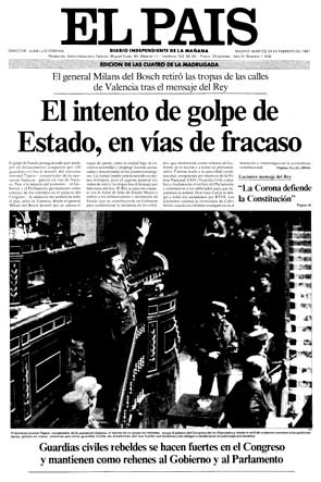 Portada de El País 24/02/1981
