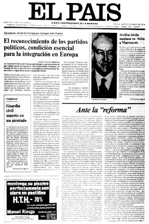 Portada de El País  4/05/1976